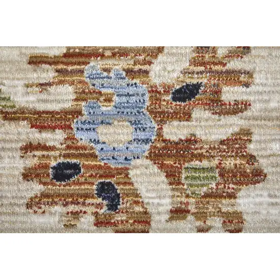 Ivory Red and Blue Floral Power Loom Area Rug Photo 7