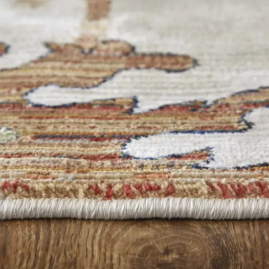 Ivory Red and Blue Floral Power Loom Area Rug Photo 6