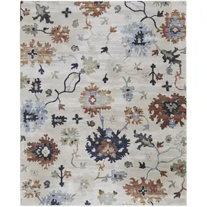 Photo of Ivory Red and Blue Floral Power Loom Area Rug