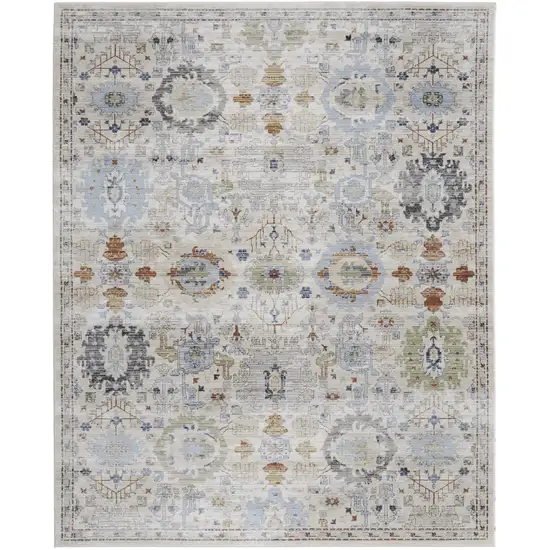 Ivory Red and Blue Floral Power Loom Area Rug Photo 5