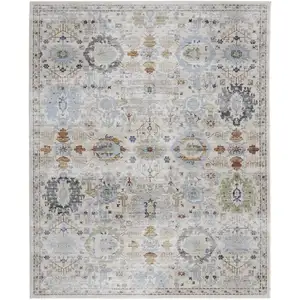 Photo of Ivory Red and Blue Floral Power Loom Area Rug