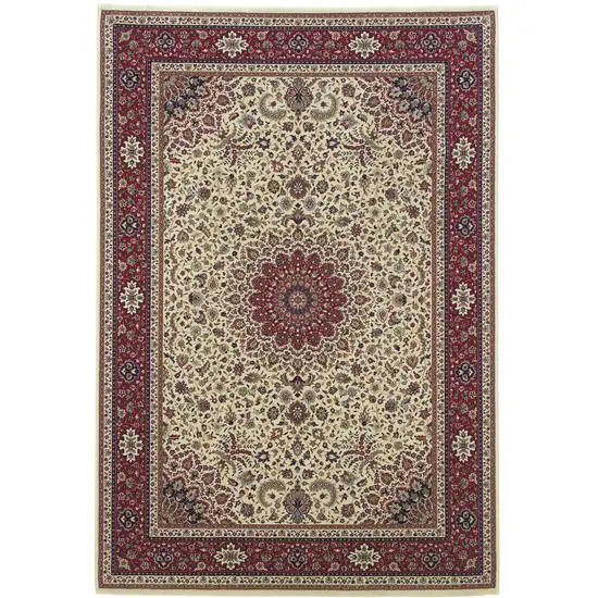 Ivory Red and Blue Oriental Area Rug Photo 2