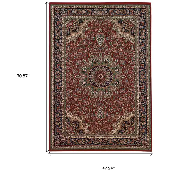 Ivory Red and Blue Oriental Area Rug Photo 3