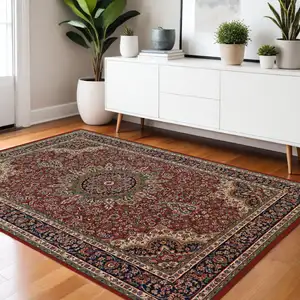 Photo of Ivory Red and Blue Oriental Area Rug