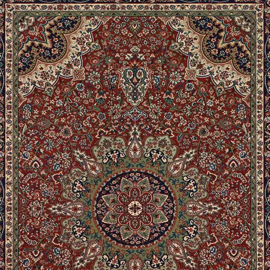 Ivory Red and Blue Oriental Area Rug Photo 4