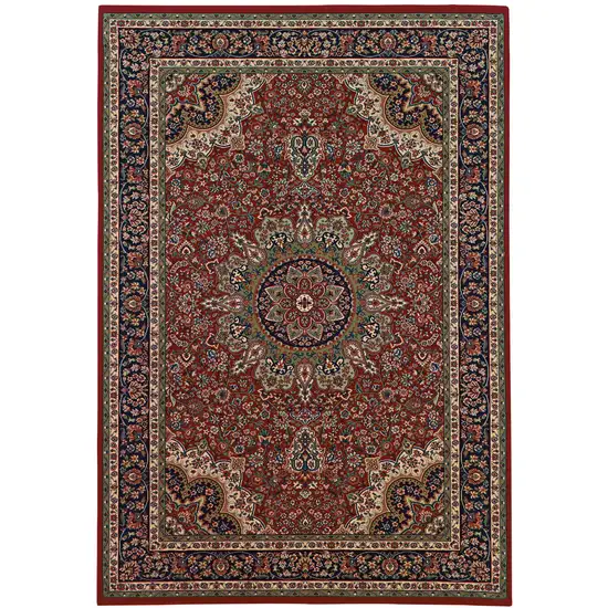 Ivory Red and Blue Oriental Area Rug Photo 2