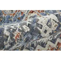 Photo of Ivory Red and Blue Oriental Power Loom Area Rug With Fringe