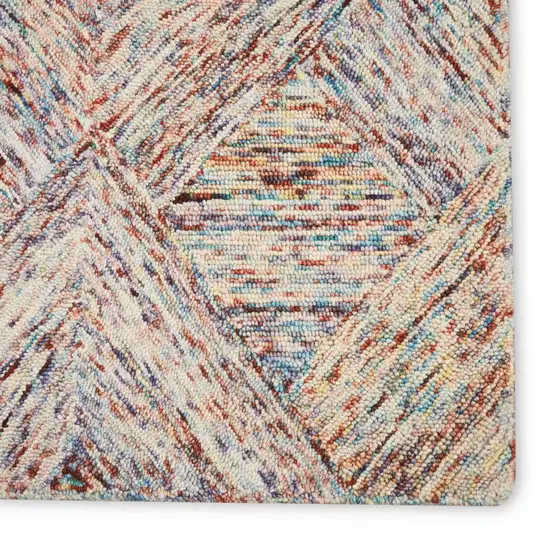 Ivory Red and Blue Wool Geometric Area Rug Photo 4