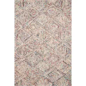 Photo of Ivory Red and Blue Wool Geometric Area Rug