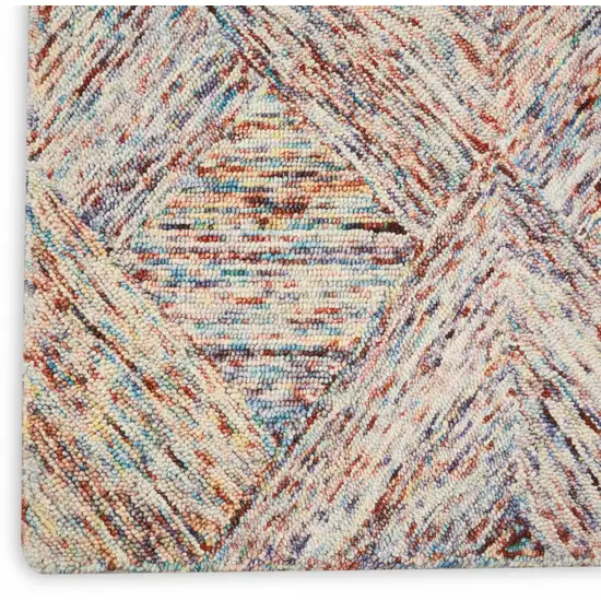 Ivory Red and Blue Wool Geometric Area Rug Photo 3