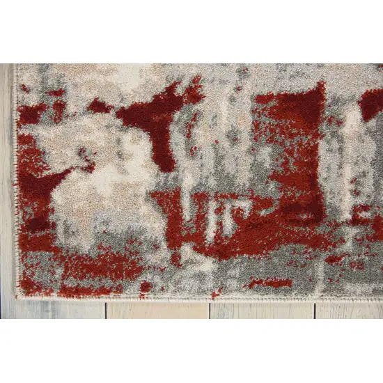 Ivory Red and Gray Abstract Area Rug Photo 4