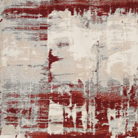 Ivory Red and Gray Abstract Non Skid Area Rug Photo 6