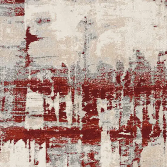 Ivory Red and Gray Abstract Non Skid Area Rug Photo 6