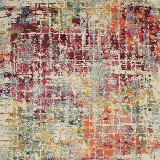 Ivory Red and Pink Abstract Distressed Non Skid Area Rug Photo 9