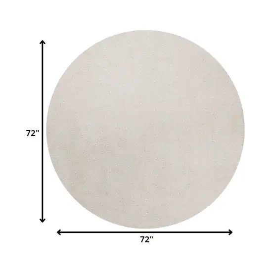 Ivory Round Indoor Shag Rug Photo 2