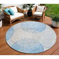 Photo of Ivory Round Polka Dot Washable Non Skid Indoor Outdoor Area Rug