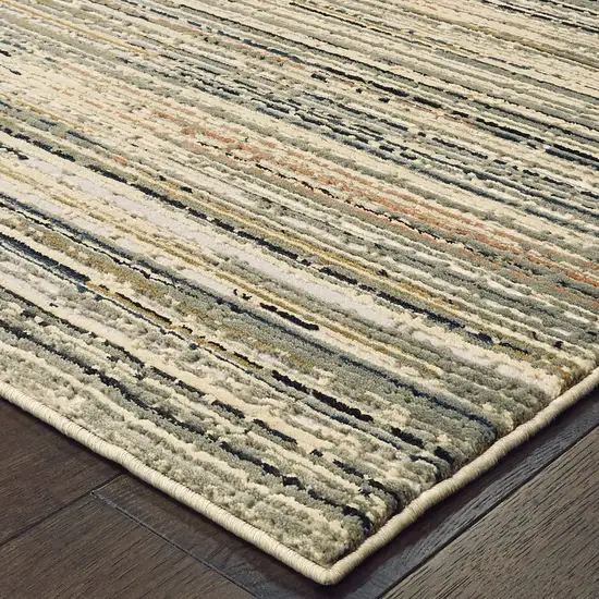 Ivory Sage Abtract Lines Indoor Runner Rug Photo 2