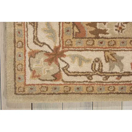 Ivory Sage and Tan Wool Floral Area Rug Photo 6