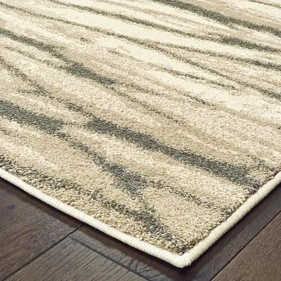 Ivory Sand And Ash Abstract Power Loom Stain Resistant Area Rug Photo 3