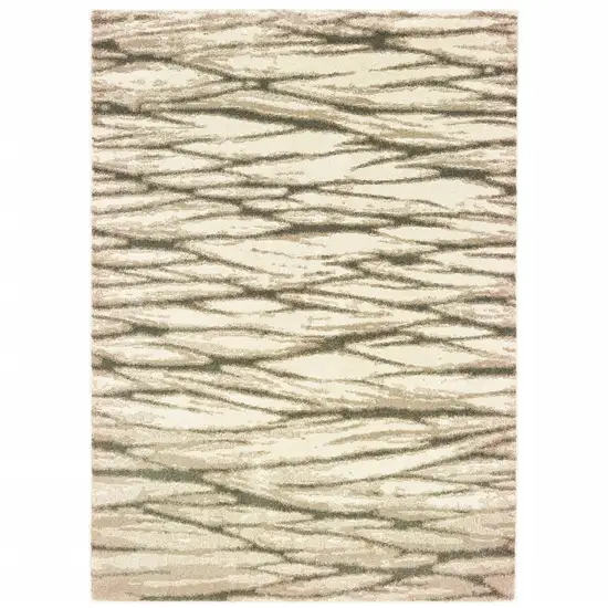 Ivory Sand And Ash Abstract Power Loom Stain Resistant Area Rug Photo 1