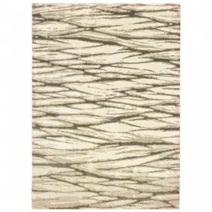 Photo of Ivory Sand And Ash Abstract Power Loom Stain Resistant Area Rug