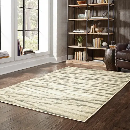 Ivory Sand And Ash Abstract Power Loom Stain Resistant Area Rug Photo 6