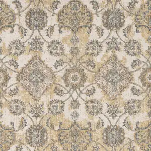 Photo of Ivory Sand Floral Vine Wool Indoor Runner Rug