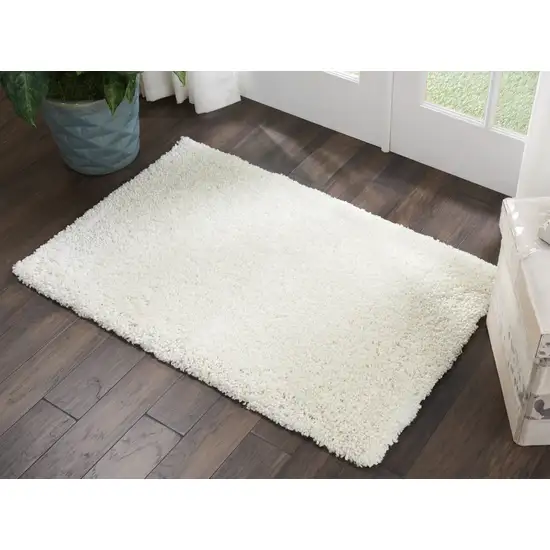 Ivory Shag Distressed Area Rug Photo 9