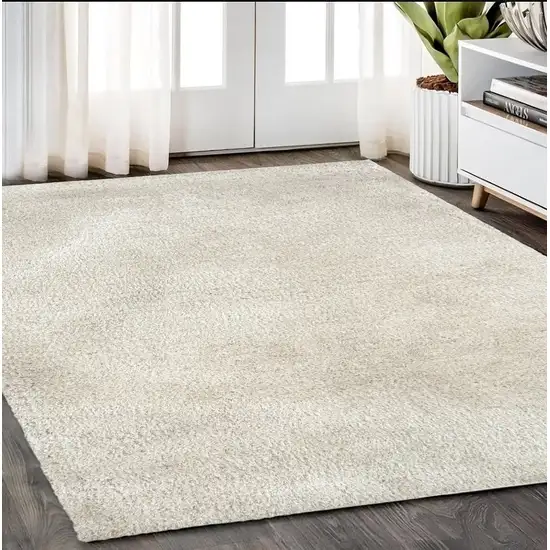 Ivory Shag Hand Tufted Area Rug Photo 1