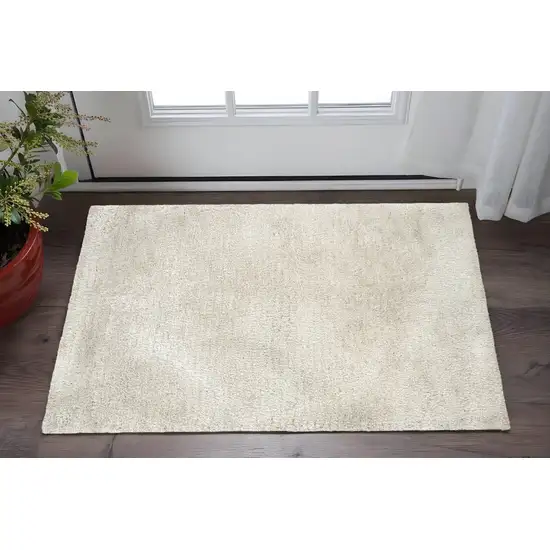 Ivory Shag Hand Tufted Area Rug Photo 1