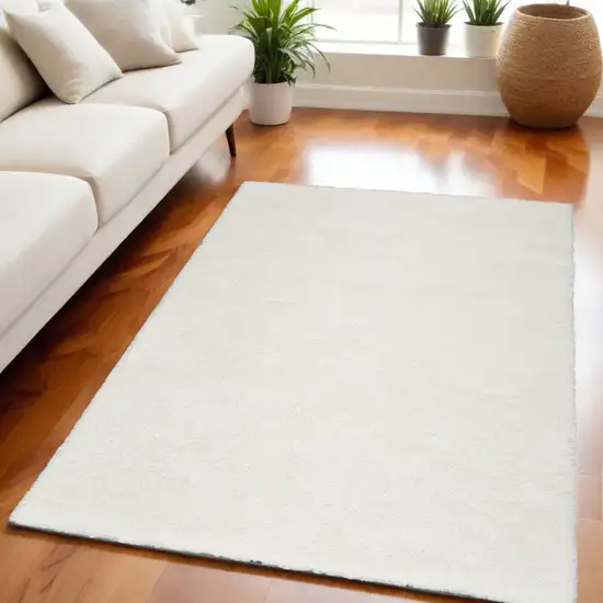 Ivory Shag Power Loom Area Rug Photo 1