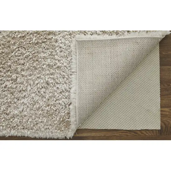 Ivory Shag Power Loom Stain Resistant Area Rug Photo 1