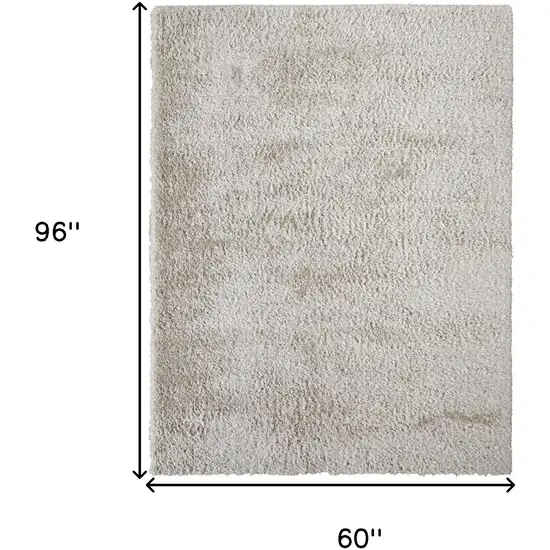 Ivory Shag Power Loom Stain Resistant Area Rug Photo 10