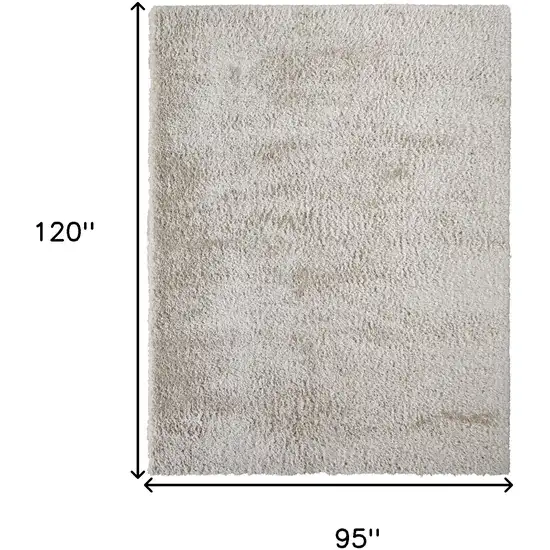 Ivory Shag Power Loom Stain Resistant Area Rug Photo 10