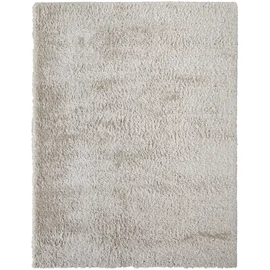 Ivory Shag Power Loom Stain Resistant Area Rug Photo 1