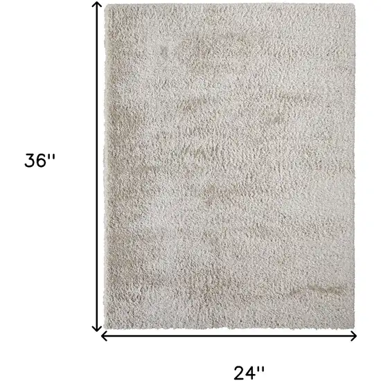 Ivory Shag Power Loom Stain Resistant Area Rug Photo 10