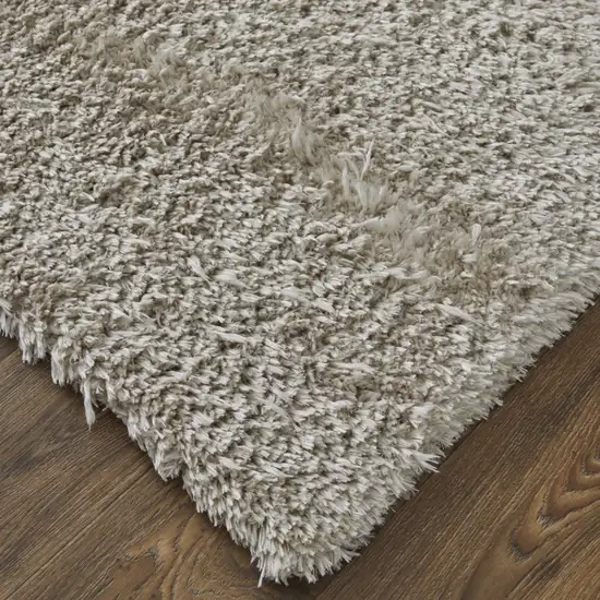 Ivory Shag Power Loom Stain Resistant Area Rug Photo 3