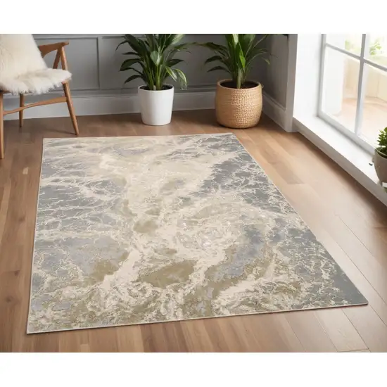 Gray and Ivory Abstract Non Skid Area Rug Photo 1