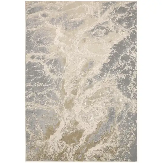 Ivory Silver And Gold Abstract Area Rug Photo 1