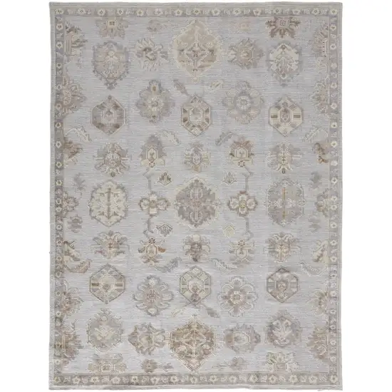 Ivory Silver And Tan Floral Hand Knotted Stain Resistant Area Rug Photo 1