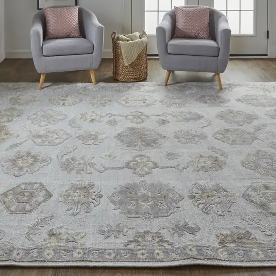 Ivory Silver And Tan Floral Hand Knotted Stain Resistant Area Rug Photo 7