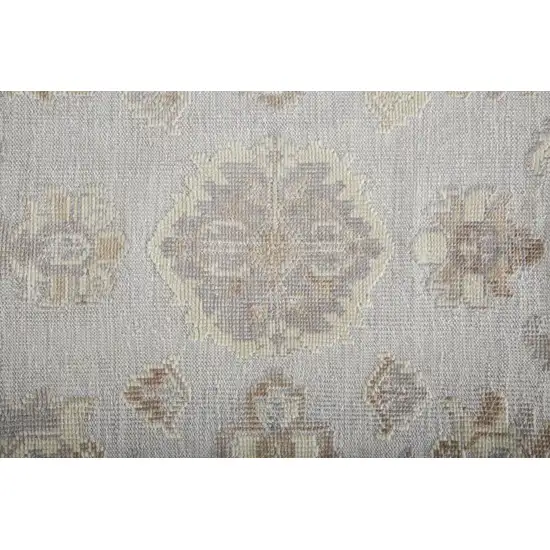 Ivory Silver And Tan Floral Hand Knotted Stain Resistant Area Rug Photo 9