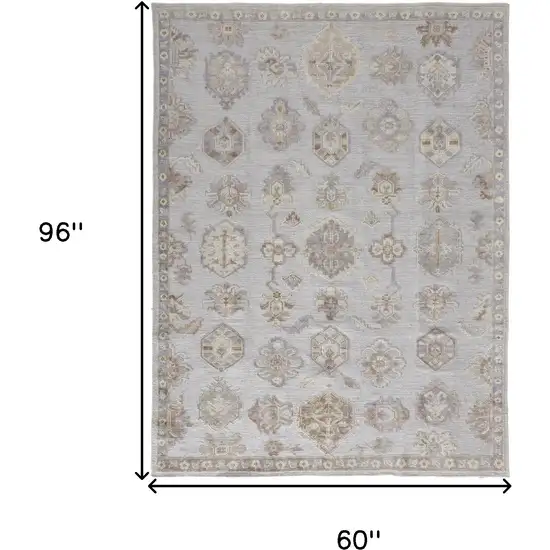 Ivory Silver And Tan Floral Hand Knotted Stain Resistant Area Rug Photo 10