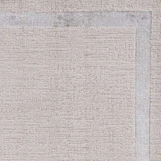 Ivory Silver Machine Woven Bordered Indoor Area Rug Photo 2