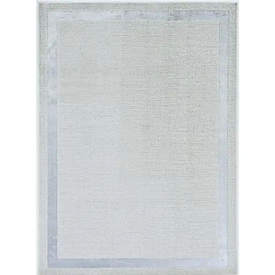 Ivory Silver Machine Woven Bordered Indoor Area Rug Photo 2