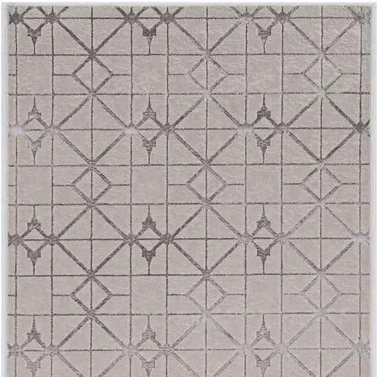 Gray and Ivory Geometric Area Rug Photo 8