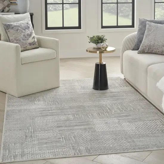 Ivory Silver and Gray Abstract Non Skid Area Rug Photo 8