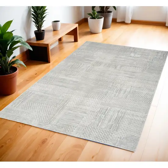 Ivory Silver and Gray Abstract Non Skid Area Rug Photo 1