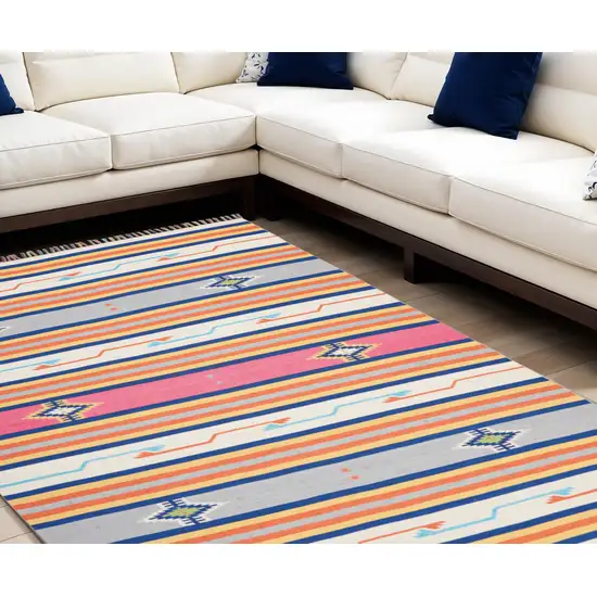 Ivory Southwestern Handmade Area Rug With Fringe Photo 1