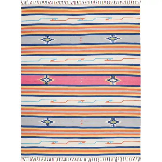 Ivory Southwestern Handmade Area Rug With Fringe Photo 2